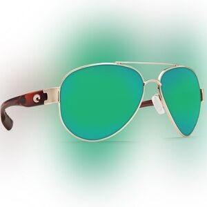 Costa South Point Gold and Green Glass Aviator Sunglasses